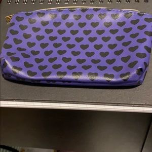 Ipsy Makeup Bag: Black Heart Print on Purple